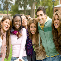 Group of happy college students