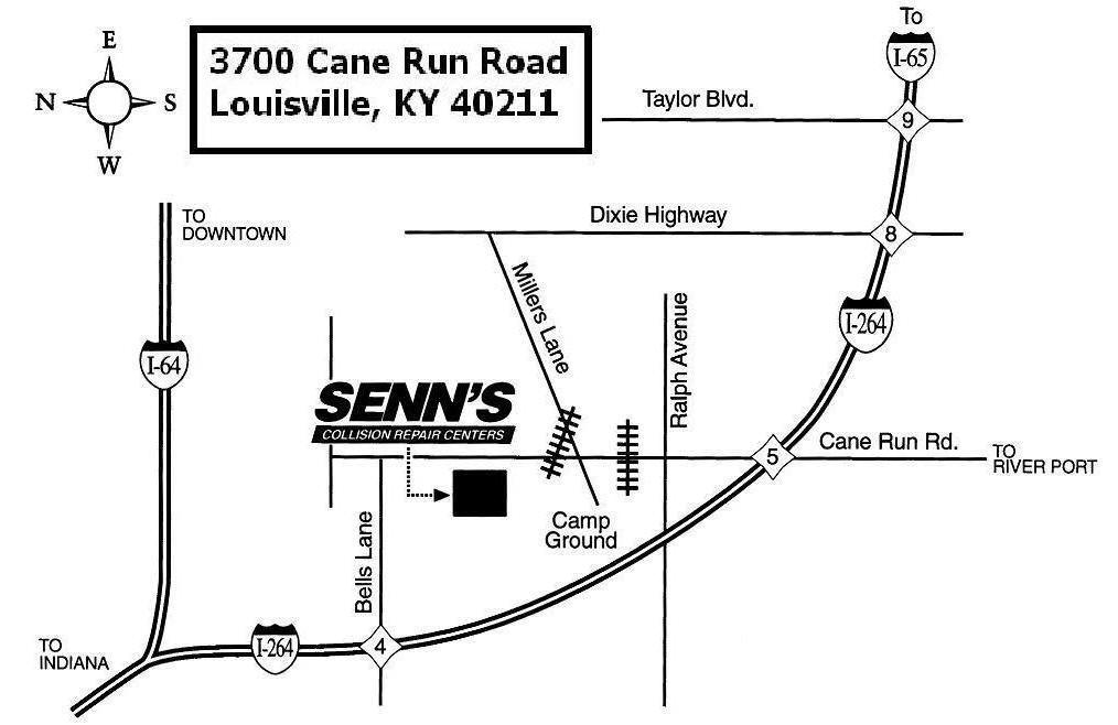 Senn's Body and Paint Shop Map